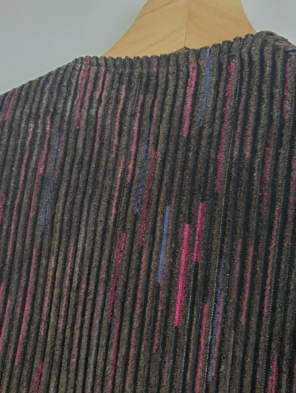 Vintage 60s Brian Tucker Dublin Size 12 Black Corduroy Suit Jacket Pink Stripes - Picture 9 of 16